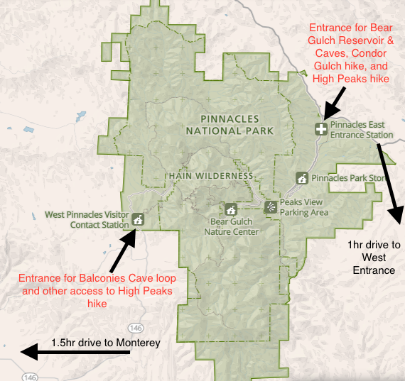 pinnacles map